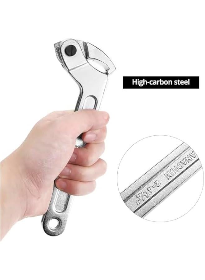 Spanner Wrench 4-Piece Set, High-Carbon Steel Adjustable Round & Square Head, Multi-size Heat-resistant Tool for Machinery, Automotive & Equipment Maintenance