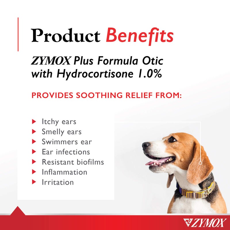 Zymox Advanced Formula Otic Plus Enzymatic Ear Solution for Dogs and Cats with 1% Hydrocortisone, 1.25oz - Image 2
