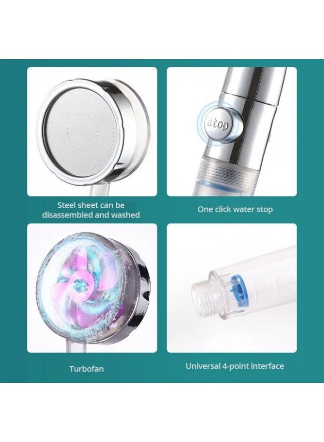 NAMA Turbo-Powered Shower Head With A High-Pressure Filter. It Offers A Unique Showering Experience With A Strong, Focused Water Flow That Increases Pressure, Even In Low-Pressure Settings. The Head Features An Internal Rotating Fan That Gives The Water Stream A Distinct, Powerful Shape. It Also Includes A Water Filter To Help Purify The Water From Impurities - Image 2