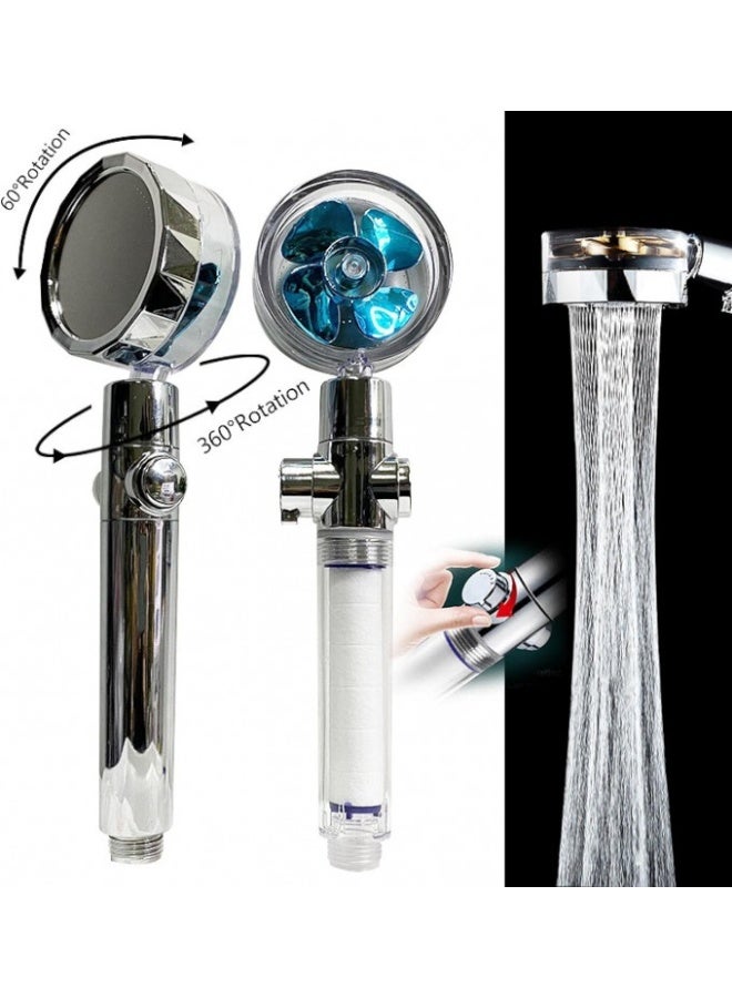NAMA Turbo-Powered Shower Head With A High-Pressure Filter. It Offers A Unique Showering Experience With A Strong, Focused Water Flow That Increases Pressure, Even In Low-Pressure Settings. The Head Features An Internal Rotating Fan That Gives The Water Stream A Distinct, Powerful Shape. It Also Includes A Water Filter To Help Purify The Water From Impurities - Image 1