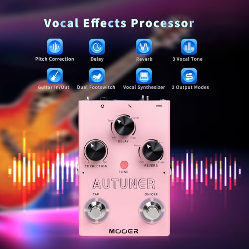 MOOER Autuner Vocal Effects Processor Voice Pedal Pitch Correction Reverb Delay Guitar Vocal Stompbox Microphone Amplifier for Guitarist Recording Live Performance Singing Streaming (MVP1) - Image 3