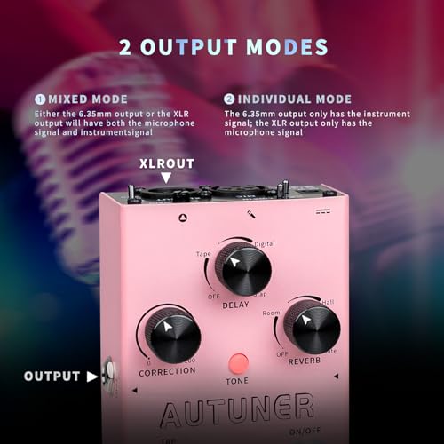 MOOER Autuner Vocal Effects Processor Voice Pedal Pitch Correction Reverb Delay Guitar Vocal Stompbox Microphone Amplifier for Guitarist Recording Live Performance Singing Streaming (MVP1) - Image 5