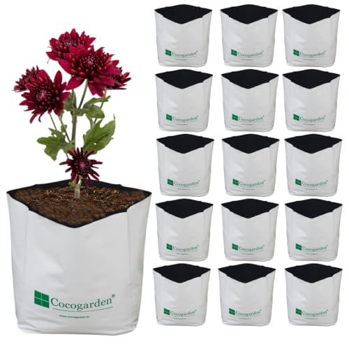 cocogarden UV Treated Poly Grow Bags for Terrace Gardening (24 x 24 x 40) cms (White, Pack of 16) | Home Gardening Plant Container Bag for Leafy Vegetable and Flower Plants - Image 1