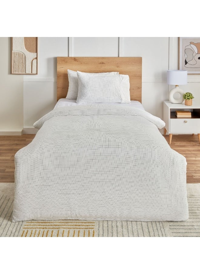 Home Box Ferum Stripe 3-Pieces Microfiber Queen King Duvet Quilt Cover Set 220 x 220 cm  - Image 5