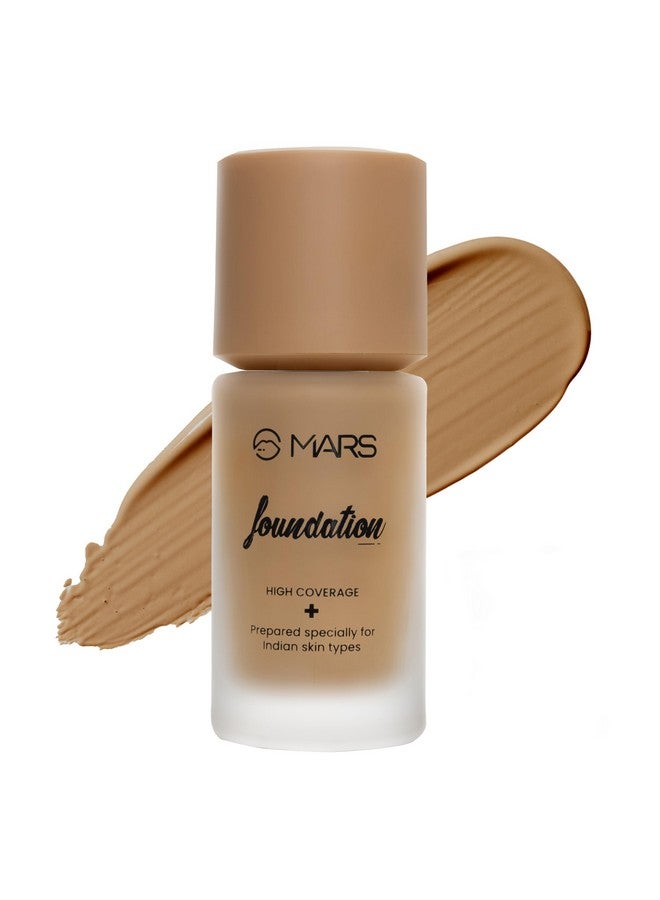 مارس كريم أساس سائل غير لامع عالي التغطية | كريم أساس للمكياج خالٍ من العيوب وقابل للمزج (40 مل) (Shade-08) - Image 1