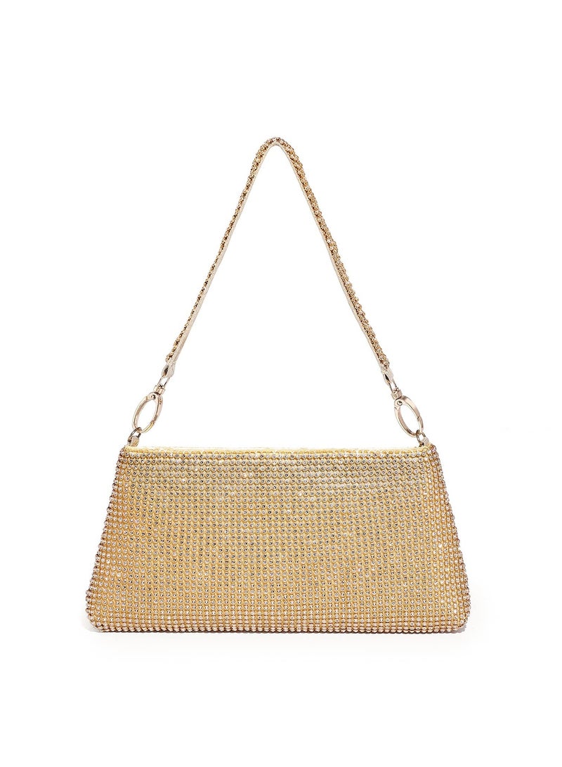 SYOSI SYOSI Crystal Evening Clutch Bag for Women, Glitter Rhinestone Purse Sparkly Clutches for Prom Wedding Party (Gold) - Image 2