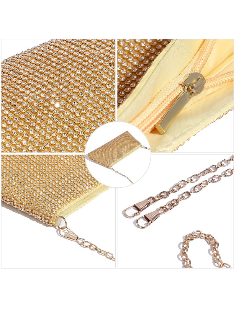 SYOSI SYOSI Crystal Evening Clutch Bag for Women, Glitter Rhinestone Purse Sparkly Clutches for Prom Wedding Party (Gold) - Image 4