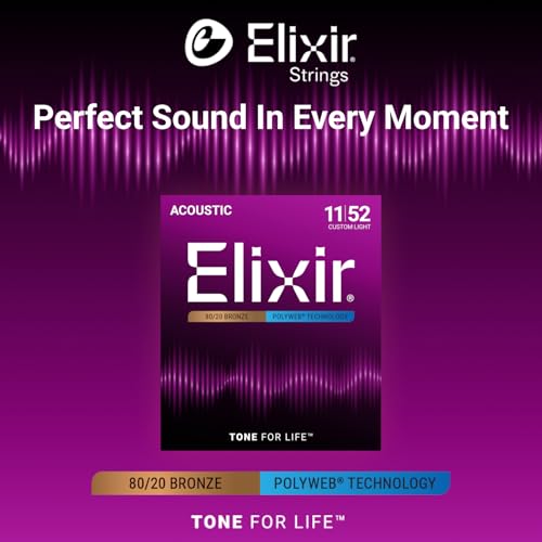 Elixir Strings Acoustic Guitar Strings, 6 String, Custom Light POLYWEB Coating - Image 2