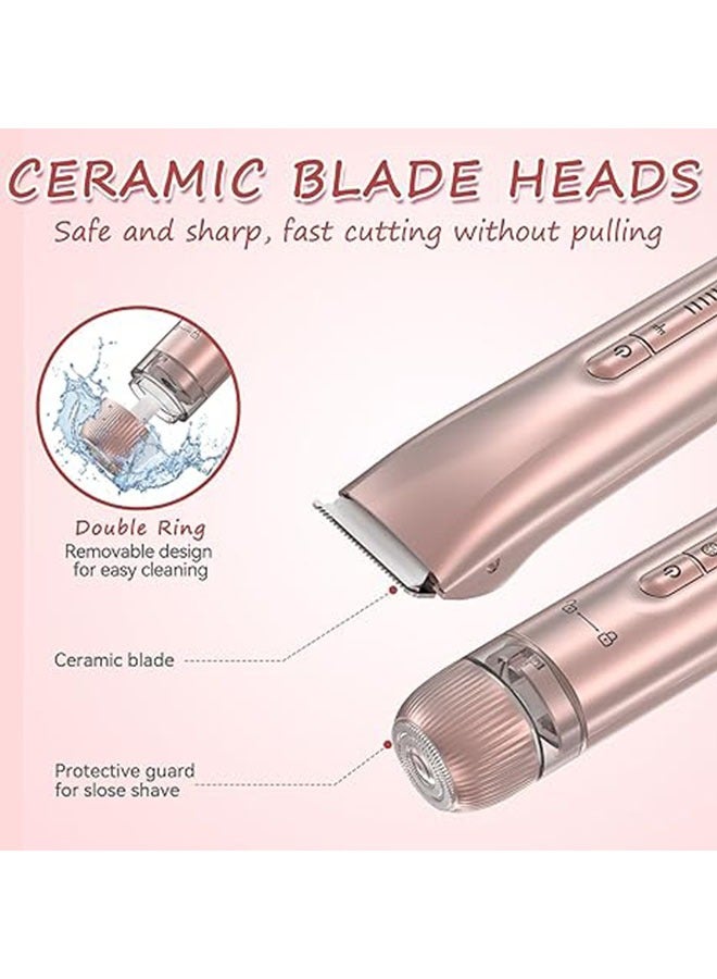Sthxyfaith Bikini Trimmer for Women - 2 in 1 Electric Body Hair Trimmer for Silk Skin,Cordless Body Shaver for Trip,IPX7 Waterproof&Easy Cleaning, Replaceable Ceramic Blade Heads, USB Recharge Dock - Image 3