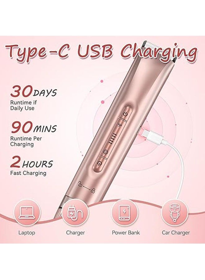 Sthxyfaith Bikini Trimmer for Women - 2 in 1 Electric Body Hair Trimmer for Silk Skin,Cordless Body Shaver for Trip,IPX7 Waterproof&Easy Cleaning, Replaceable Ceramic Blade Heads, USB Recharge Dock - Image 5