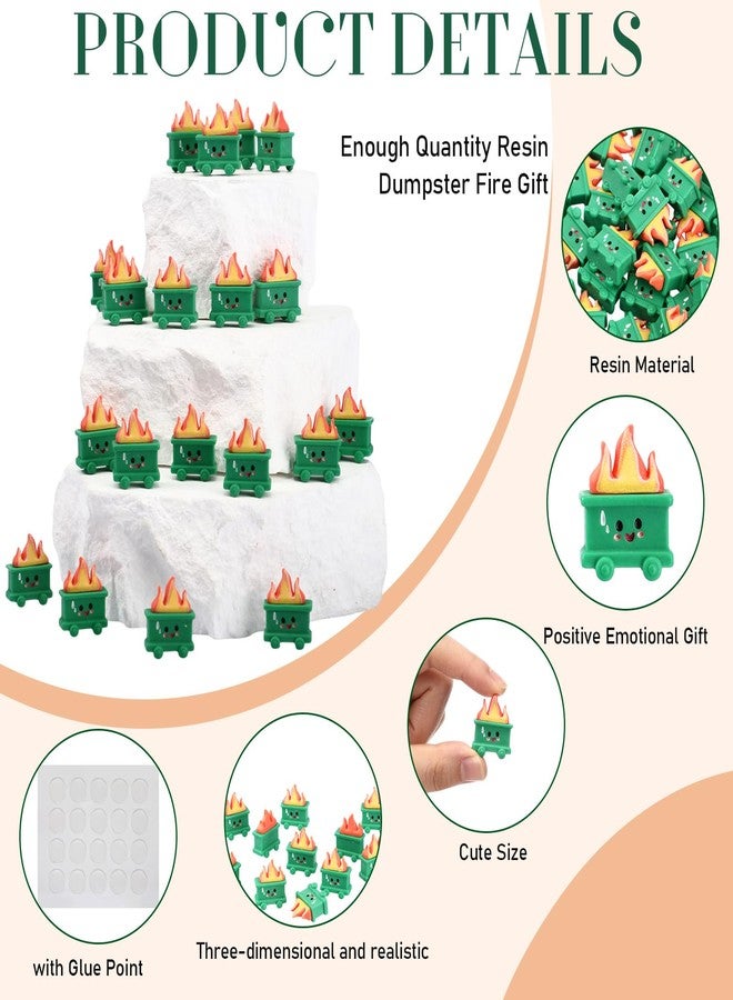 Arrowbash 20 Set Resin Dumpster Trash Shape with Fire Gift Team Employee Appreciation Gift Emotional Desk Accessories for Staff Teacher Office Coworker Nurse Medical Volunteer Favor (Green) - Image 3