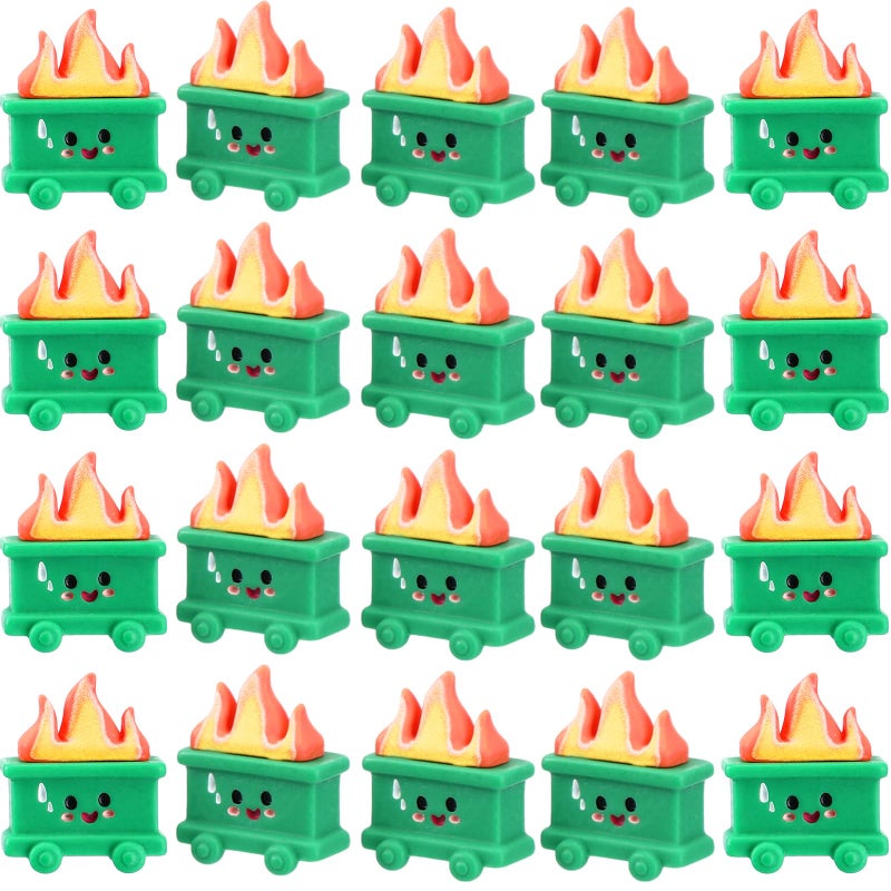 Arrowbash 20 Set Resin Dumpster Trash Shape with Fire Gift Team Employee Appreciation Gift Emotional Desk Accessories for Staff Teacher Office Coworker Nurse Medical Volunteer Favor (Green) - Image 1