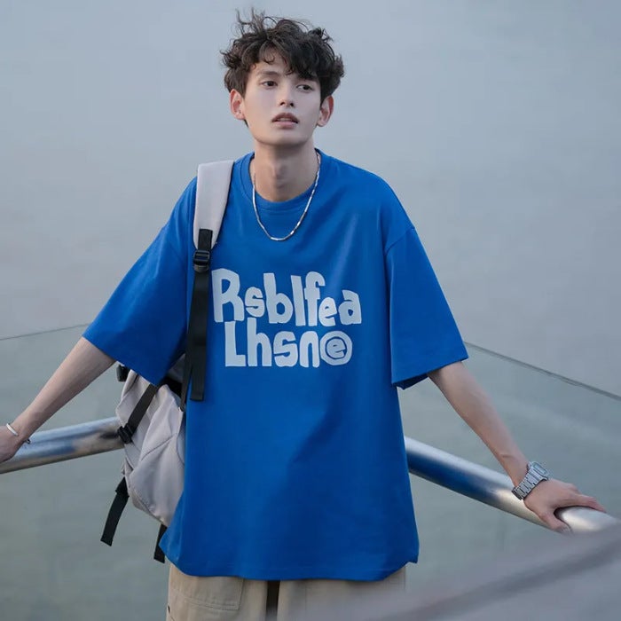 2024 couple's cotton men's short-sleeved T-shirt new retro trendy high street ins loose lazy style Korean style half-sleeved body