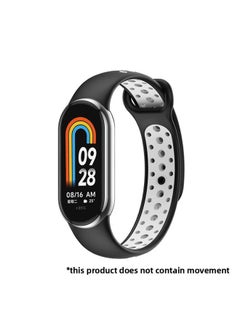 Suitable For Mi Bracelet 8 Strap Sports Style Nike Two-color Breathable Strap Mi8 Band Split Quick Release Wrist Strap-Color:Black And White