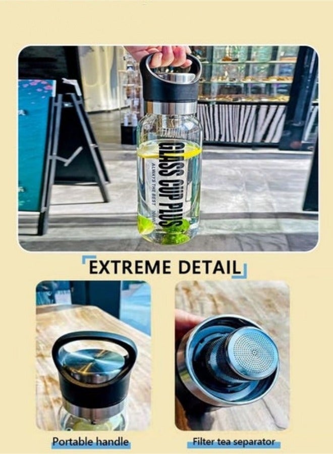 MIXDE 2000ML Portable Glass Drinking Bottle With Handle And Protection Sleeve - Image 3