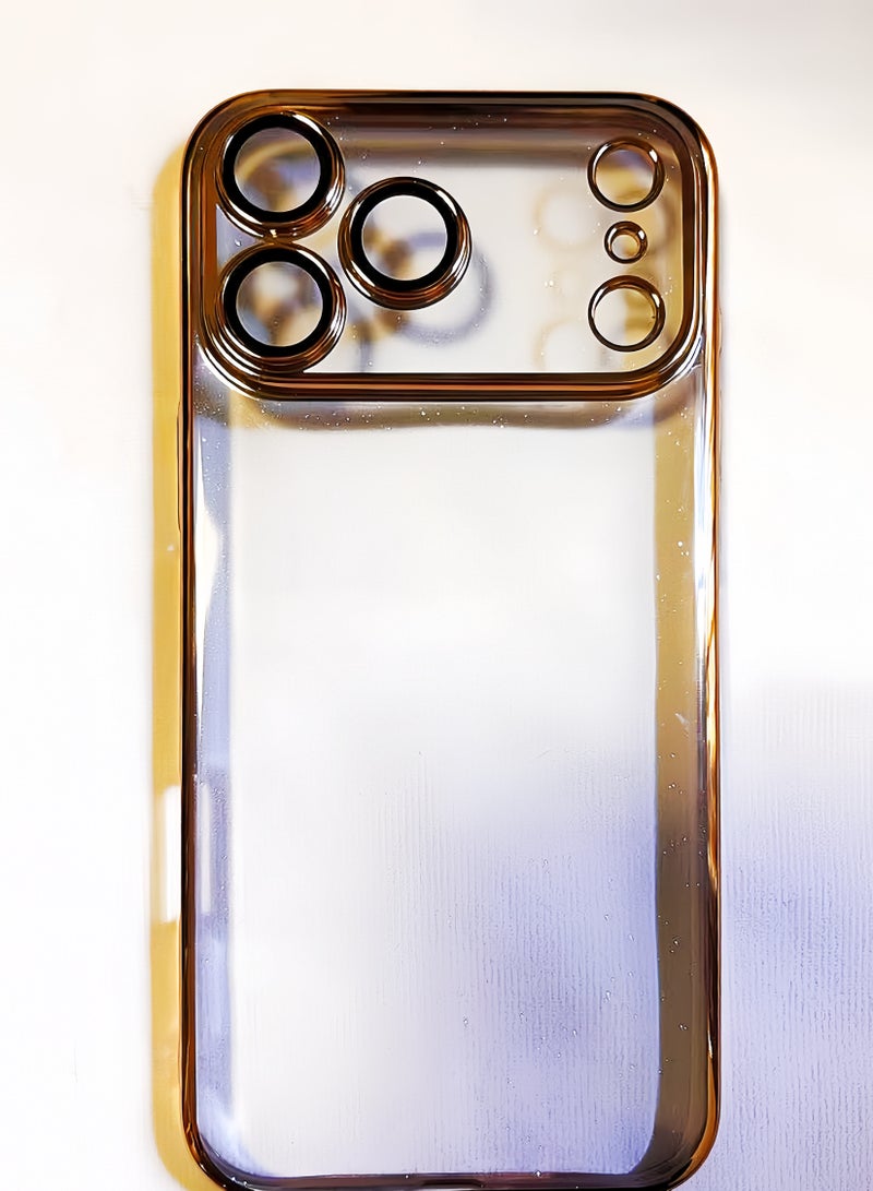 Golden Transparent Starry Glitter Electroplated Case for iPhone 17 Pro Max – Slim Protective Phone Cover - Image 1