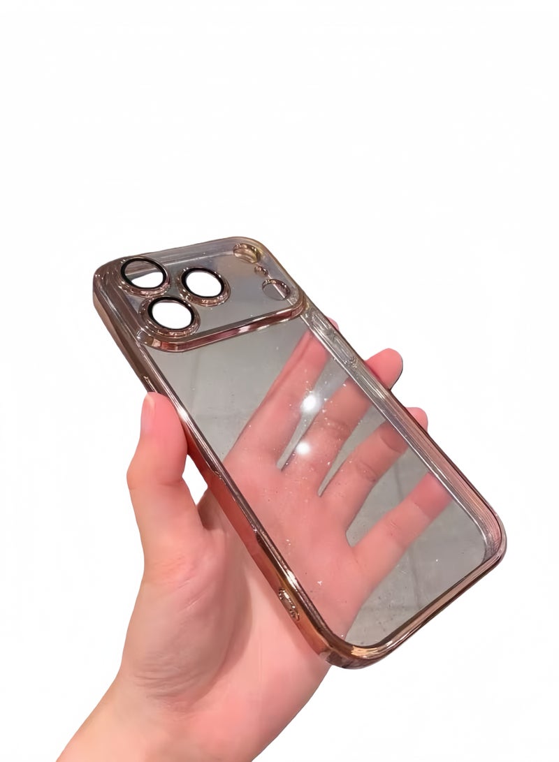 Golden Transparent Starry Glitter Electroplated Case for iPhone 17 Pro Max – Slim Protective Phone Cover - Image 2