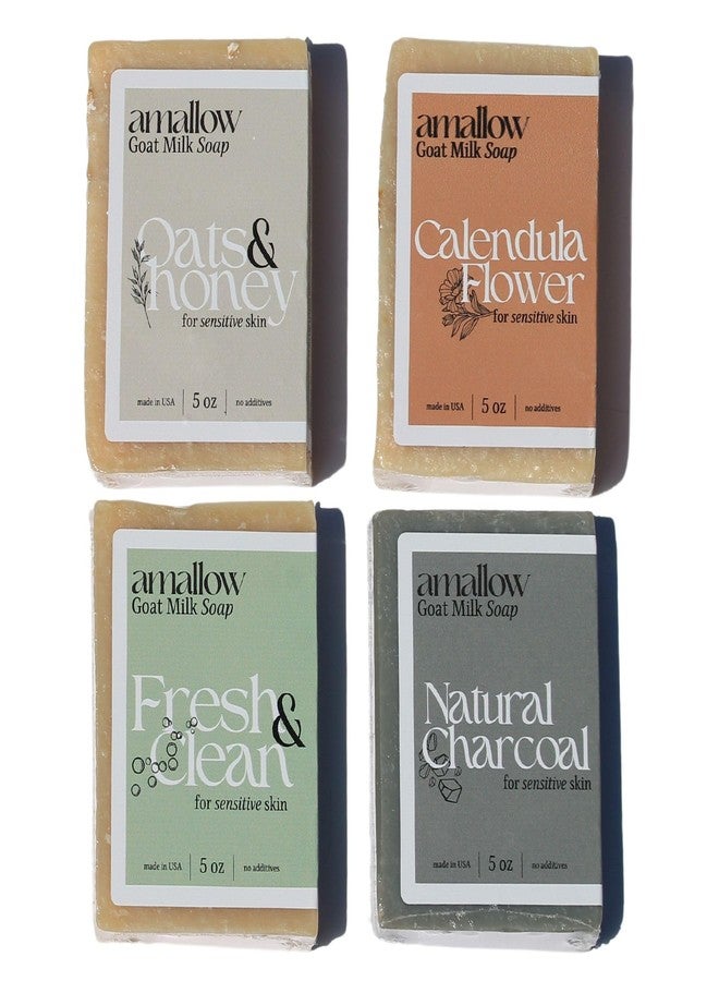 Amallow Premium Goat Milk Soap Bars - Dry Skin, Gentle, Organic & Soothing - Hand Made in USA with Real Goat Milk - Large 5 OZ (Pack of 4) - (Variety Pack) - Image 1
