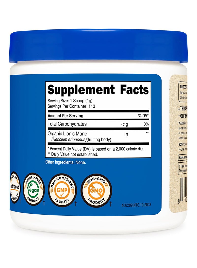 Nutricost Organic Lion'S Mane Mushroom Powder 100 Grams  - Image 4