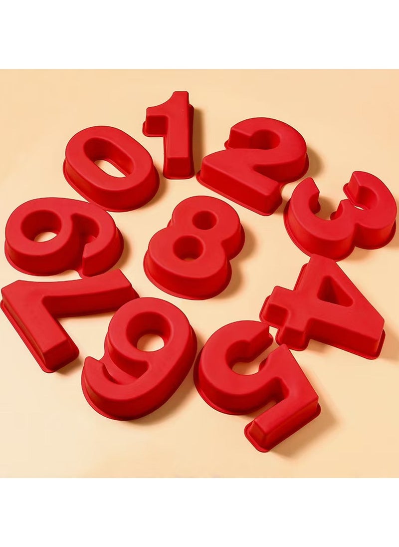 Generic 10 Inch 9 pieces Large Size Silicone Cookie Number Molds Fondant Cake Decoration Tools Number Cake Molds DIY Cake Tool Baking Tool  - Image 3