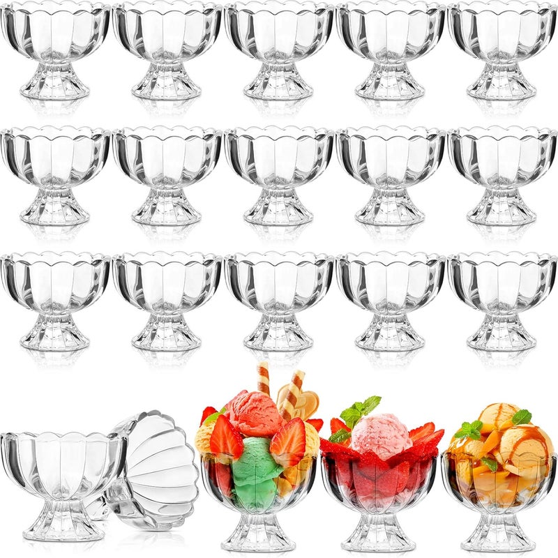 Potchen Glass Ice Cream Bowls Set Tulip Clear Glass Bowls 3468 oz Footed Small Dessert Bowls Glass Dessert Cups for Dessert Sundae Trifle Fruit Salad Muffins Cake Pudding CocktailClear White18 Pieces - Image 1