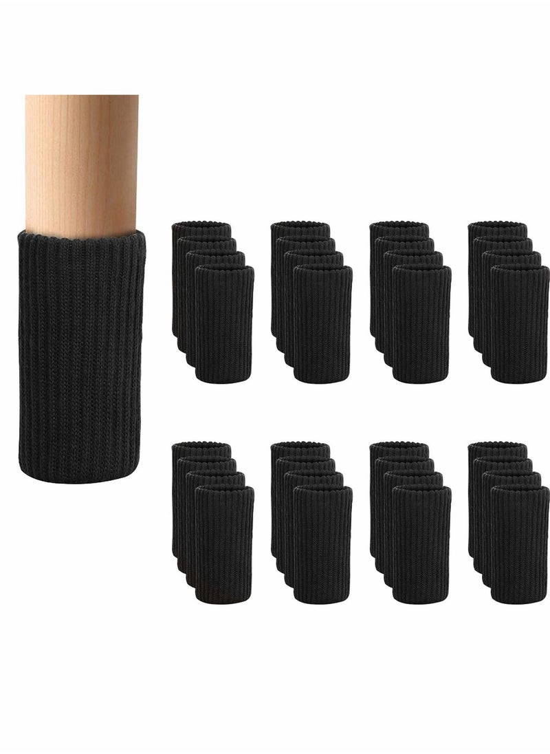 Y&D - 32 PCs Chair Leg Socks Leg, Floor Protectors for Avoid Scratches, High Elastic Furniture Pads Set Moving Easily and Reduce Noise, Near-Silent Felt Padded Protector Socks, Black - Image 1