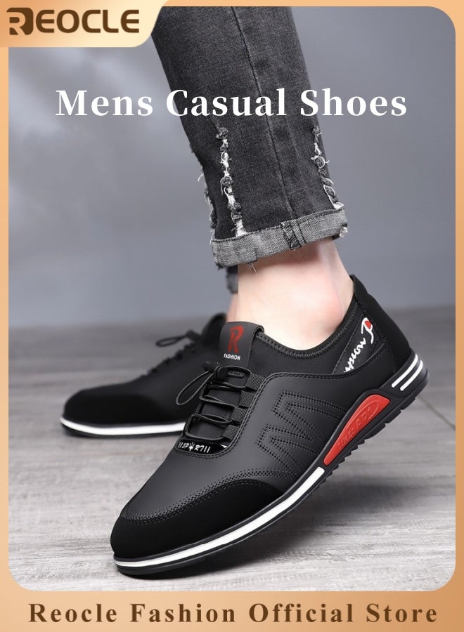ريوكل أحذية رجالية عصرية أحذية كاجوال للرجال بنمط بريطاني بسيط ونعال ناعمة أحذية رياضية برباط تهوية وقاعدة مقاومة للانزلاق أحذية تنس رجالية - Image 1
