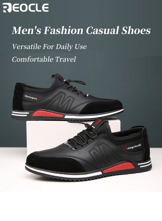 ريوكل أحذية رجالية عصرية أحذية كاجوال للرجال بنمط بريطاني بسيط ونعال ناعمة أحذية رياضية برباط تهوية وقاعدة مقاومة للانزلاق أحذية تنس رجالية - Image 3