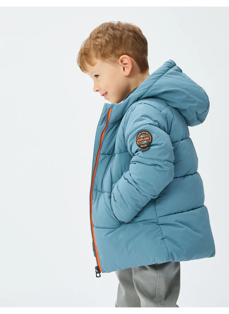 كوتون Hooded Puffer Coat Zippered Plush Lined