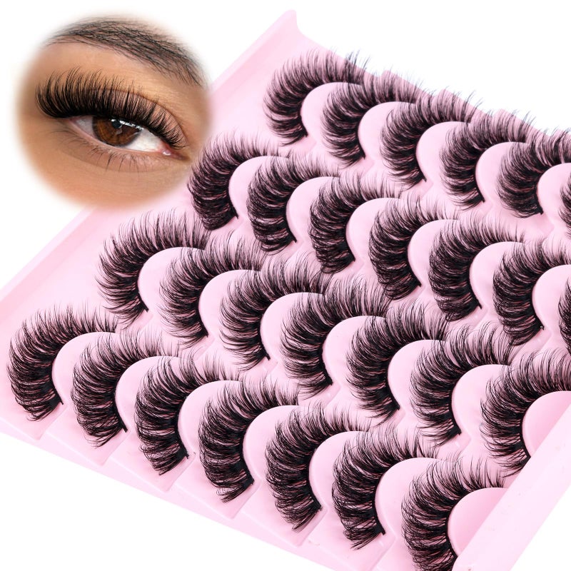 zanlufly False Eyelashes Russian Strip Lashes Cat Eye Lashes Volume False Lashes D-Curly Fake Lashes zanlufly Reusable 14 Pairs Lashes Pack - Image 3