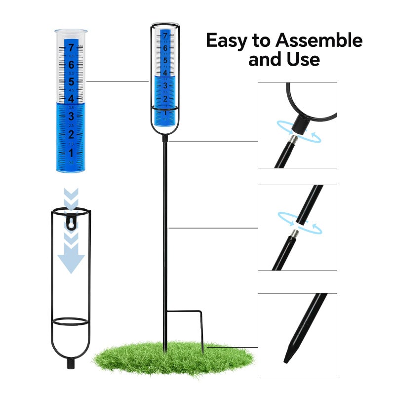Cracrab Rain Gauge Outdoor for Yard, Heavy Duty Rain Guage Gage Freeze Proof Best Rated, Large Plastic Water Gauge with Floating Duck and Ball, Playful & Accurate - Image 2