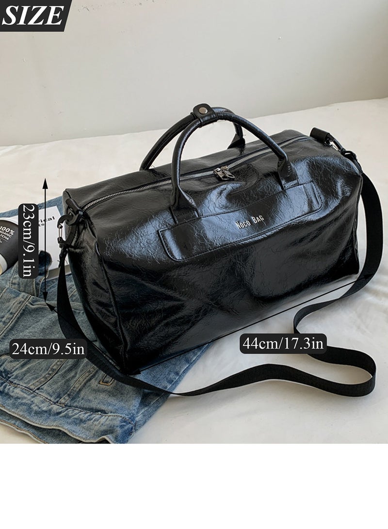 Qiccijoo Qiccijoo Travel Duffel Bag with Shoes Compartment and Wet Pocket for Men Women Sports Tote Gym Bag，40L Shoulder Weekend Overnight Bag Carry on Bag Travel Luggage Bag(Black) - Image 2