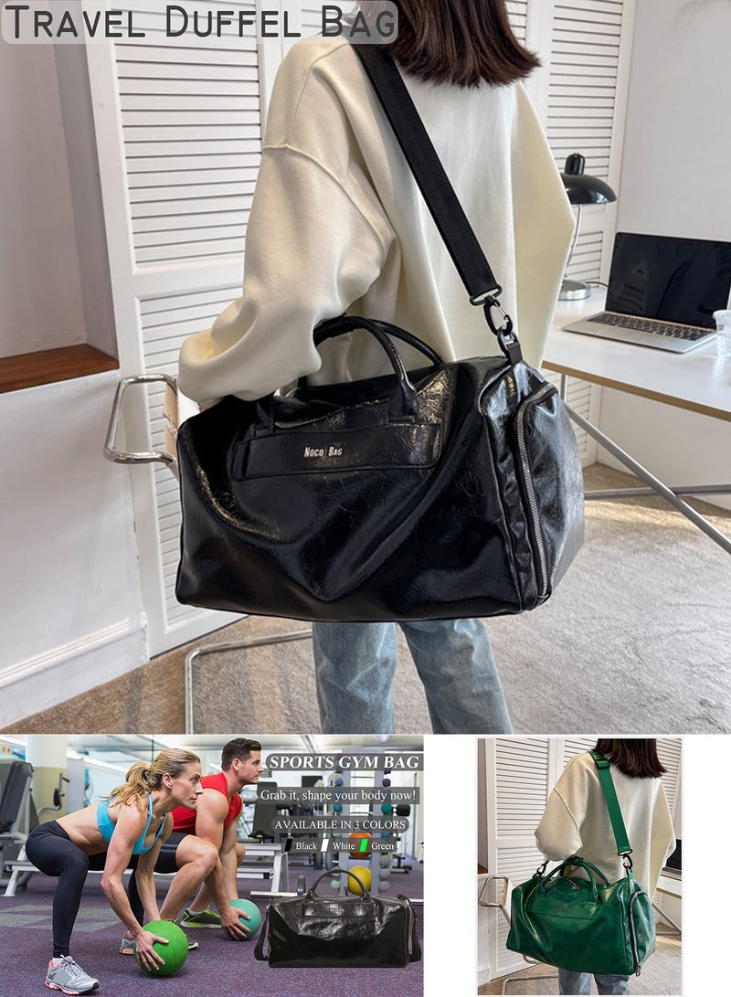Qiccijoo Qiccijoo Travel Duffel Bag with Shoes Compartment and Wet Pocket for Men Women Sports Tote Gym Bag，40L Shoulder Weekend Overnight Bag Carry on Bag Travel Luggage Bag(Black) - Image 3