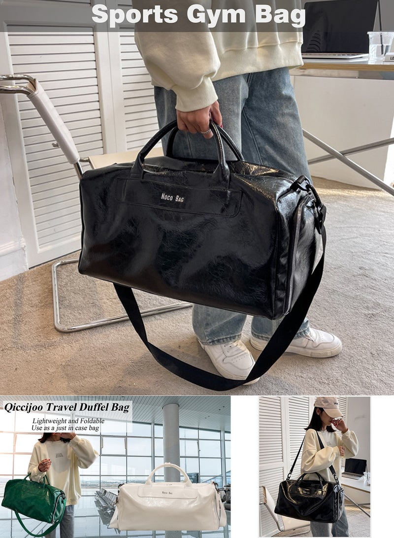 Qiccijoo Qiccijoo Travel Duffel Bag with Shoes Compartment and Wet Pocket for Men Women Sports Tote Gym Bag，40L Shoulder Weekend Overnight Bag Carry on Bag Travel Luggage Bag(Black) - Image 4