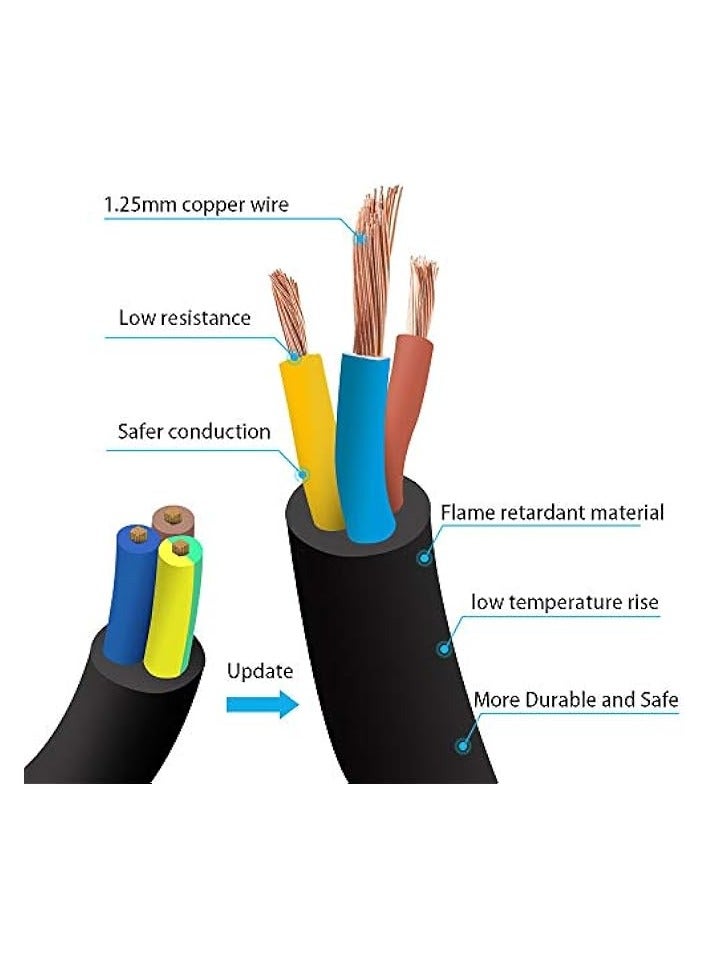 erorex Extension Board 3m Extension Lead Black 4 Way Heavy Duty Electrical Extension Socket with Indicator - Image 2