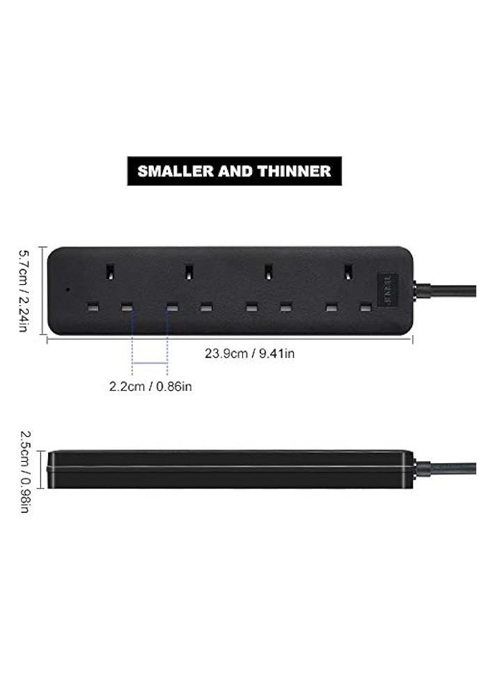 erorex Extension Board 3m Extension Lead Black 4 Way Heavy Duty Electrical Extension Socket with Indicator - Image 3