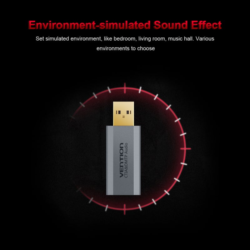 بطاقة صوت USB: سبائك الألومنيوم، تأثير صوتي عالي الجودة (Hi-Fi)، بدون برامج تشغيل، 12 تأثيرًا صوتيًا، محيطي 7.1 - مرشح تنقية صوت محمول (DAC) لتحسين الصوت للألعاب والكمبيوتر والاستخدام الصوتي الخارجي - Image 2