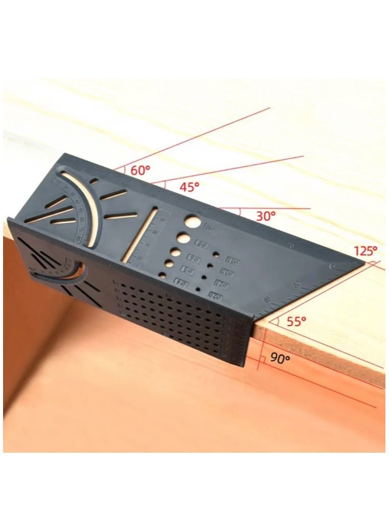 Multifunctional Fixed Measuring Tool Locating Carpenter's Ruler 3D Oblique Cut Oblique Stop - Image 3