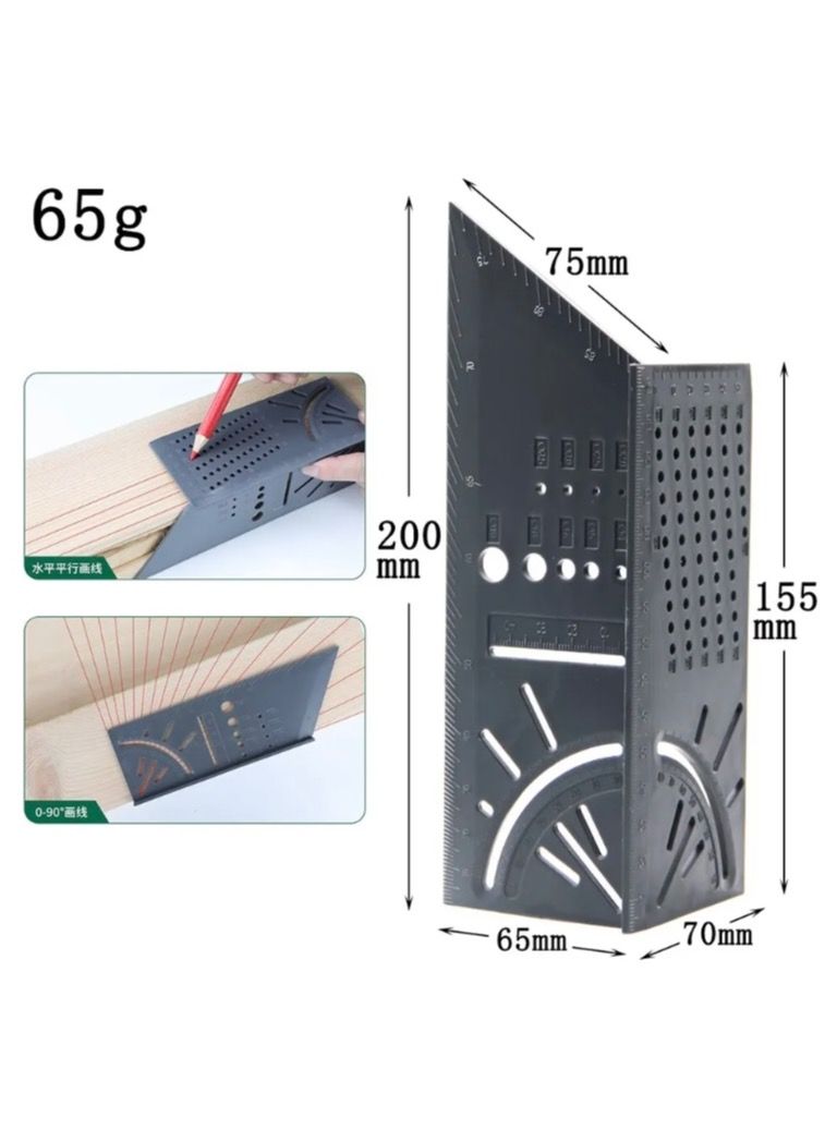 Multifunctional Fixed Measuring Tool Locating Carpenter's Ruler 3D Oblique Cut Oblique Stop - Image 4