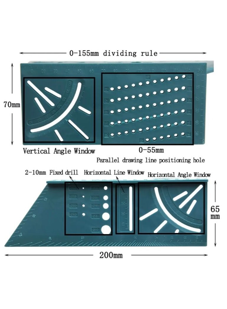 Multifunctional Fixed Measuring Tool Locating Carpenter's Ruler 3D Oblique Cut Oblique Stop - Image 5