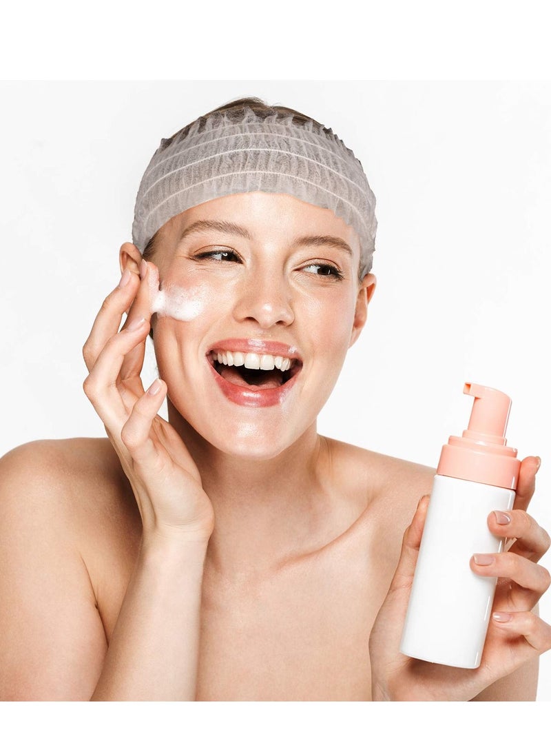 NIBEMINENT 100 Pieces Disposable Spa Headbands Soft Non-Woven Facial Hair Band Elastic Cloth Stretch Skin Care Makeup Sauna Supplies for Women Girls (White) - Image 2