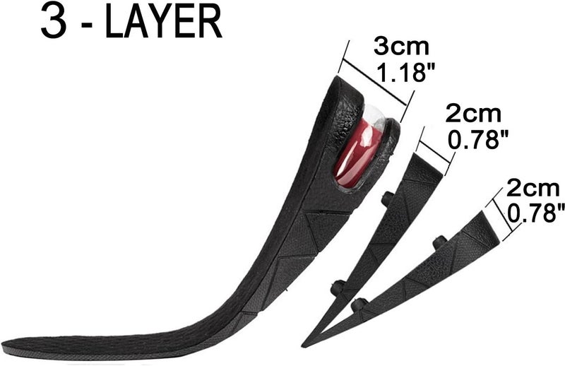 لانسيان 3-Layer Unisex Height Hight Increase Shoe Insoles for Men Women Shoe Pad Lift Kit Air Cushion Heel Inserts 3 Layer (2.75"/7cm) - Image 2