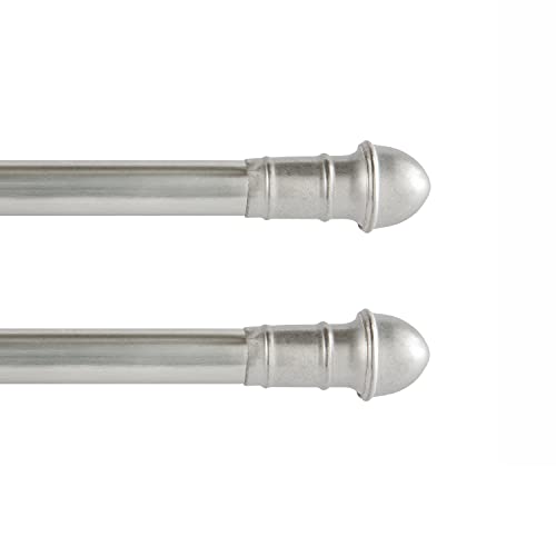 1628 in Adjustable Petite Caf Curtain Rod 2Pack 716 in Diameter Carbon Steel Silver