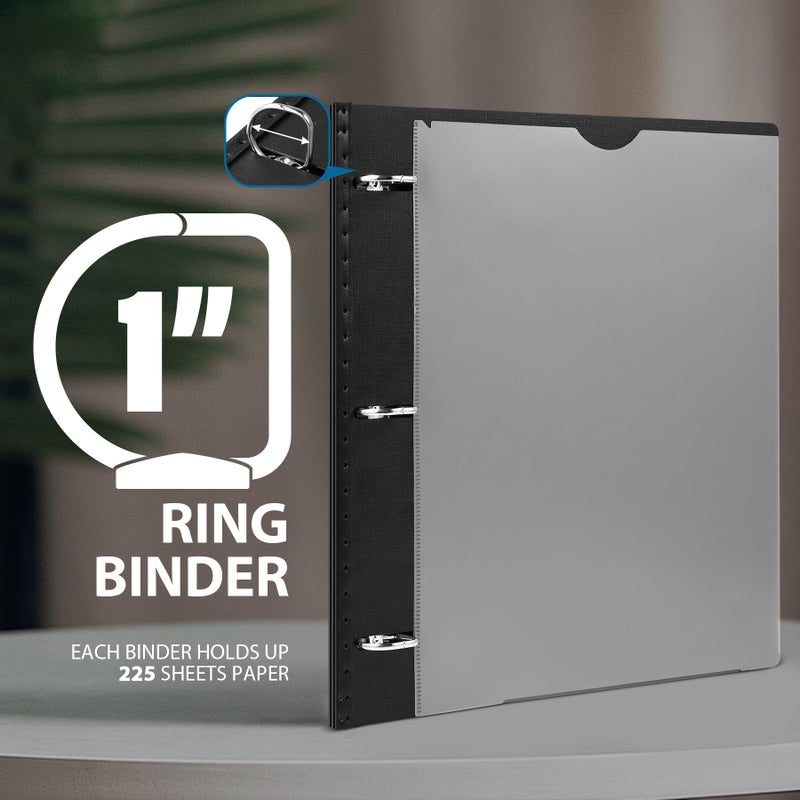 WOT I 12-Pack Telescoping 3 Ring Binder 1 Inch, Expandable Flexible Binder - Patented Design for Easy Portability, Holds 225 Sheets, Perfect for School, Office&Home Organization, Black - Image 5