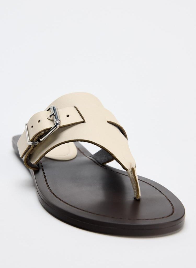 زارا الصنادل الجلدية مع أبازيم - Image 3