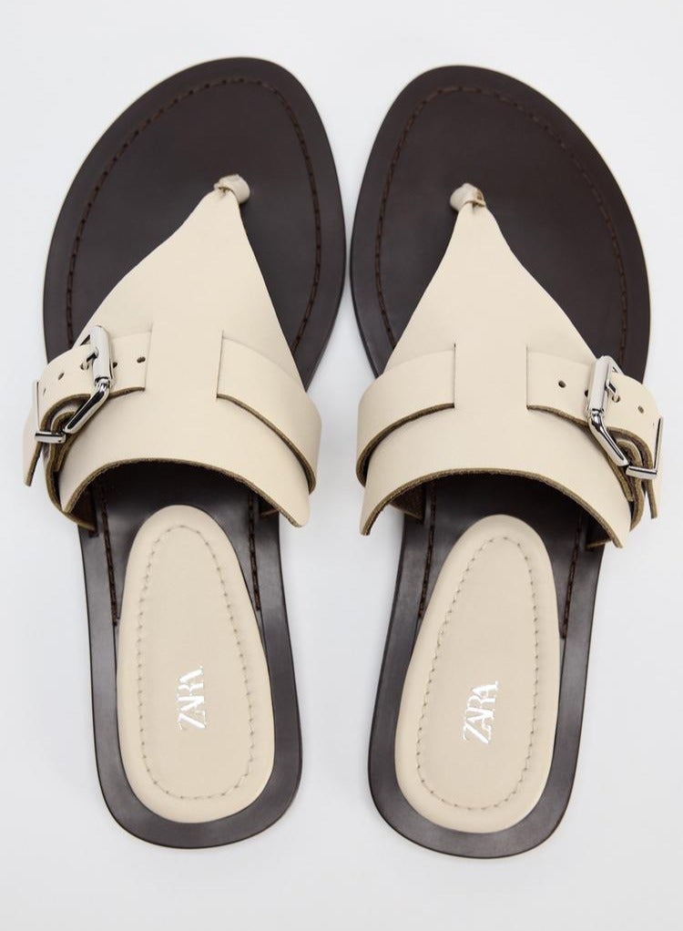 زارا الصنادل الجلدية مع أبازيم - Image 5