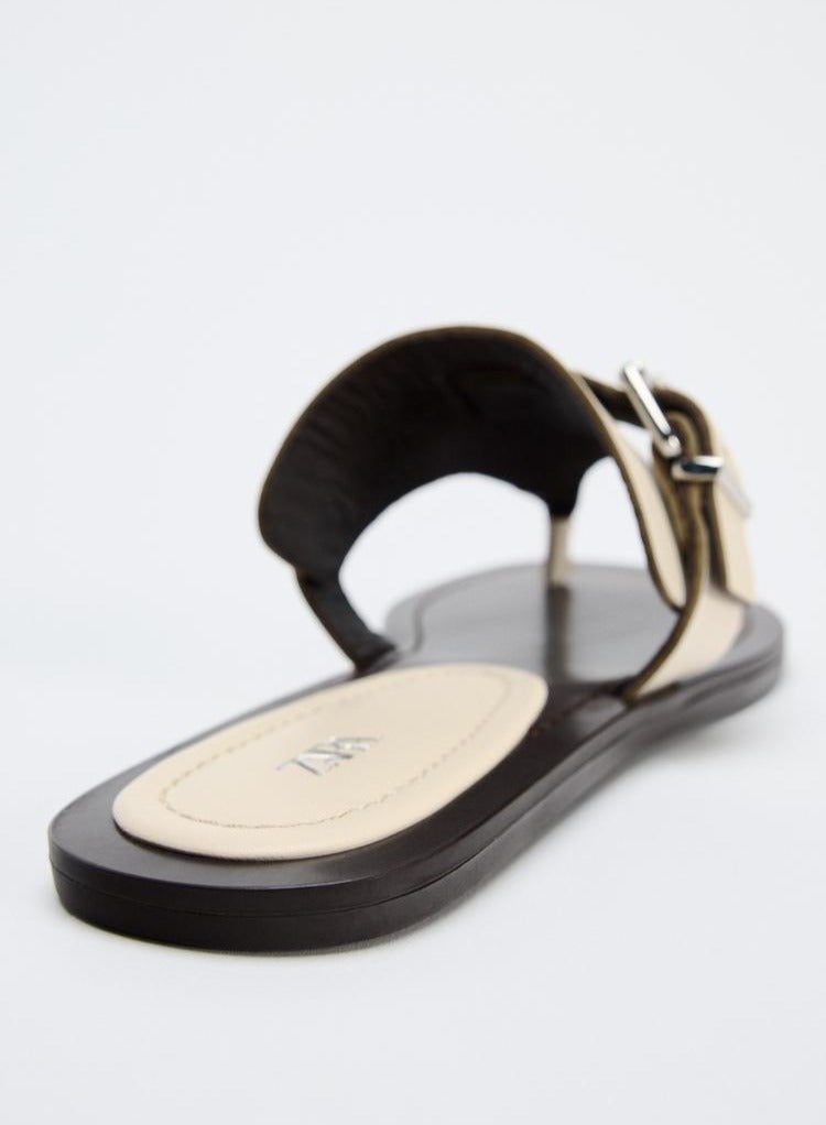 زارا الصنادل الجلدية مع أبازيم - Image 4