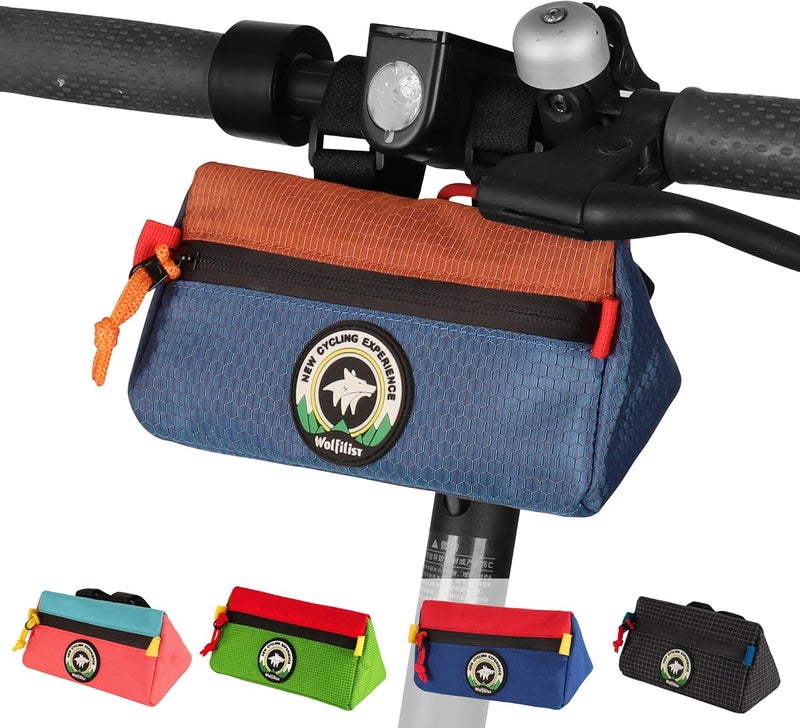 Vortika Bike Handlebar Bag,Kids Bicycle Front Basket Pack,Waterproof Bikes Bag,Small Bicycle Handle Bar Bag for Boys Girls Men Women-Purple+Brown - Image 1