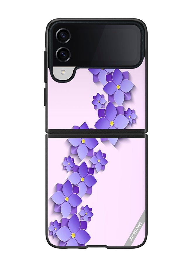 VR CREATIVE Protective Case Cover For Samsung Galaxy Z Flip4 Flower Design Multicolour - Image 1