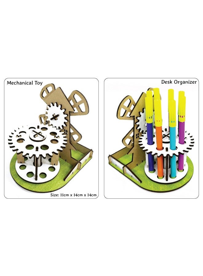 فنفينشين حامل أقلام DIY على شكل طاحونة هوائية من Funvention، منظم مكتب ميكانيكي للأطفال من سن 4 سنوات فما فوق، أحجية ثلاثية الأبعاد، فنون وحرف يدوية - Image 3